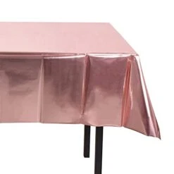 1Pack Rose Gold Foil Tablecloth Table Cover 54 X 108 Inch Shiny Plastic Tablecloth Table Cloth Party Tablecovers For Rose Gold Party Table Decoration