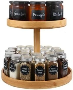 Lazy Susan Organizer 14 Inch, Bamboo Lazy Susan For Table, Kitchen Turntable Organizer With Double Handles, Round Wood Rotating Turntable Spice Organizer For Countertop Cabinet Or Pantry -Generic Furniture Shop 41 WKS 3eHL. AC