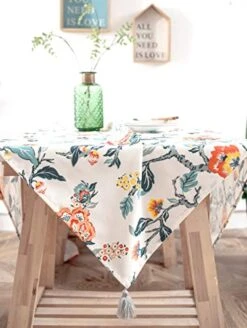 Ada Tassel Rectangle Decorative Table Cloth For Indoor Outdoor Dining Buffet Table Parities Dinner 54 Inch By 72 Inch Multi -Generic Furniture Shop 4103fntnWGL