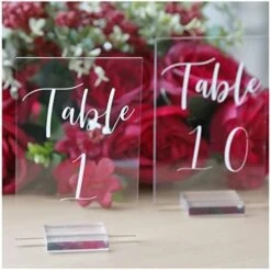 Acrylic Wedding Table Numbers 1-10 With Stands | 4x6 Inch Printed Calligraphy, Clear Table Number Signs And Holders | Perfect For Wedding Reception, Centerpiece Decoration, Event, Party -Generic Furniture Shop 410I6CXYg4L. AC