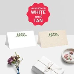 Greenery Place Cards (Set Of 50) 3.5" X 2" - Blank Tent Cards For Name Food Table Setting Dinner Party Seating Wedding Rustic Green Leaves Tan - Made In USA -Generic Furniture Shop 410gCcD9UXL