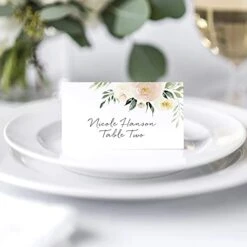 Bliss Collections Place Cards, Blush Floral, Tented Blank Table Place Cards For Weddings, Banquets, Dinner Parties, Scored For Easy Folding, 2"x3.5" (50 Place Cards) -Generic Furniture Shop 410la3fqTGS