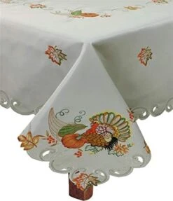 Fall Harvest Thanksgiving Tablecloth 70x120 Rectangular With 12 Napkins, Embroidered Turkey Pumpkin Maple Leaf Table Linen For Holiday Decoration, Ivory -Generic Furniture Shop 411Af1cg1L. AC 1