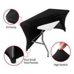 6FT Spandex Table Cover Rectangular Stretch Spandex Tablecloth (Black,6FT) -Generic Furniture Shop 411zdyRsqpL