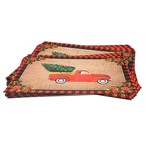 50 Disposable Christmas Paper Place Mats Red Vintage Truck With Buffalo Plaid Design Place Mat 11”x 17” Merry Christmas Tree Table Mat Sheets For Winter Table Setting Dinner Home Party Decor 6 50 Disposable Christmas Paper Place Mats Red Vintage Truck With Buffalo Plaid Design Place Mat 11”x 17” Merry Christmas Tree Table Mat Sheets For Winter Table Setting Dinner Home Party Decor - Image 6