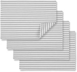 Alloy Gray And White Ticking Stripe Fabric Placemats 13 X 19 Inches Woven Cotton Reversible, Set Of 6 -Generic Furniture Shop 412oDfPcNS. AC