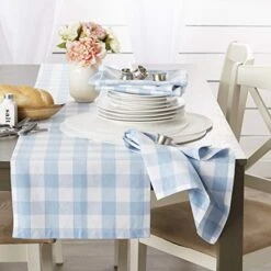 Buffalo Check Collection, Classic Farmhouse Tablecloth, Table Topper, 40x40, Light Blue & White 18 Buffalo Check Collection, Classic Farmhouse Tablecloth, Table Topper, 40x40, Light Blue & White -Generic Furniture Shop 4139R02NDEL