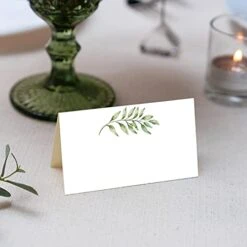 50 Pack Place Cards, Wedding Name Place Cards, Greenery Table Place Cards For Wedding Or Party, Seating Place Cards For Tables, 2 X 3.5 Inches -Generic Furniture Shop 413H0HPXVLL