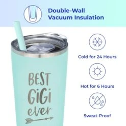Best Grandma Ever Insulated Tumbler Cup With Straw And Lid - Grandparent Christmas Present Coffee Mug - World's Best Grandma Gift From Grandkids For Birthday - New Grandma Tumbler - Grandma Gifts