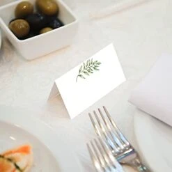 50 Pack Place Cards, Wedding Name Place Cards, Greenery Table Place Cards For Wedding Or Party, Seating Place Cards For Tables, 2 X 3.5 Inches -Generic Furniture Shop 413WEjpi76L