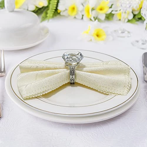 Diamond Napkin Rings Set Of 4 Silver Crystal Napkin Rings For Wedding Spring Summer Eater Holiday Dinner Table Linen Accessory (Ring A Silver, 4) 2 Diamond Napkin Rings Set Of 4 Silver Crystal Napkin Rings For Wedding Spring Summer Eater Holiday Dinner Table Linen Accessory (Ring A Silver, 4) - Image 2