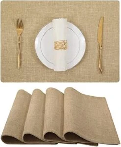 Cotton Linen Placemats For Dining Table Set Of 6, Heat Resistant Washable Table Mats, Easy To Clean Place Mats, 13" X 19", Blue -Generic Furniture Shop 4152ar9zg3L. AC