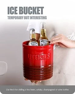 Kitchen Utensil Holder, Ceramic Utensil Crock Organizer For Countertop, H 7"x W6" Large Cooking Utensil Holder With Anti-slip Cork Bottom For Home Décor, Christmas Red -Generic Furniture Shop 415xLFljoqL