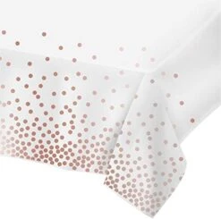 Rose Gold Plastic Party Tablecloth - Use As Birthday Table Cloth, Banners, & Backdrops, Waterproof White Color Tablecloth With Rose Gold Confetti Dots, 2-Pack Premium Disposable Tablecloths -Generic Furniture Shop 4169wn6XLPL. AC
