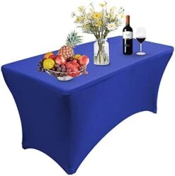 1 Pack 4FT Rectangular Spandex Table Cover Four-Way Tight Fitted Stretch Tablecloth Table Cloth For Outdoor Party DJ Tradeshow Banquet Vendor Wedding Celebration (1PC 4FT, Black) -Generic Furniture Shop 416EcFwzGL. AC