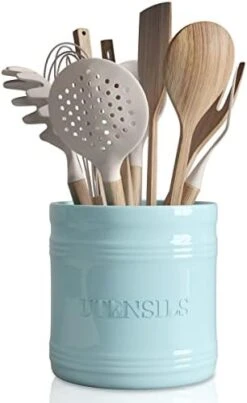Utensil Holder For Countertop Porcelain Utensil Caddy Farmhouse Decor Kitchen Utensil Crock Large Size For Kitchen Storage, White -Generic Furniture Shop 416mVh78ZmL. AC