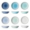 128.003 Porcelain Salad Pasta Bowls - 30 Ounce - Set Of 6, Cool Assorted Colors