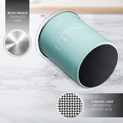 Large Kitchen Utensil Holder Organizer For Countertop, Farmhouse Storage Caddy With Stable Padded Base 3 Large Kitchen Utensil Holder Organizer For Countertop, Farmhouse Storage Caddy With Stable Padded Base - Image 3