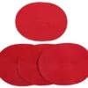London Woven Spiral Table Placemats 16.9 X 13 Inches Oval Set Of 4 Non-Slip Dining Red