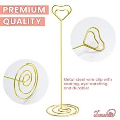 16pcs Place Card Holders, 8.75 Inches Tall Table Number Holders, Gold Picture Holder For Tables With Heart Shaped Clip For Wedding, Photos, Food Signs, Memo Notes, Restaurant, Birthday -Generic Furniture Shop 418LLTtm40L