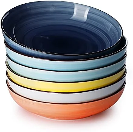 128.003 Porcelain Salad Pasta Bowls - 30 Ounce - Set Of 6, Cool Assorted Colors 6 128.003 Porcelain Salad Pasta Bowls - 30 Ounce - Set Of 6, Cool Assorted Colors - Image 6