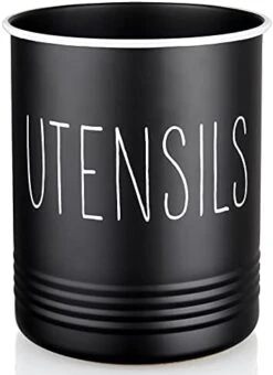 Kitchen Utensil Holder, 6.7" Utensil Holder For Kitchen Counter, Cooking Utensil Crock With Cork Bottom, Modern Farmhouse Kitchen Decor, Countertop Utensil Storage Caddy Organizer, Black -Generic Furniture Shop 418guEMByCL. AC