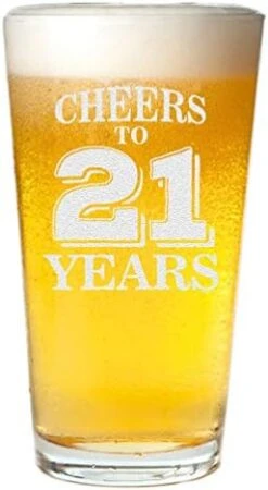 Cheers To 21 Years Twenty First Pint Beer Glass 21st Birthday Gift For Him Her (Clear, Glass) -Generic Furniture Shop 418ppGEGVL. AC