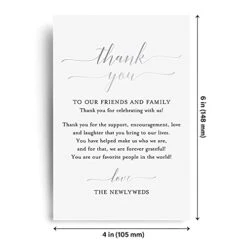 Wedding Reception Thank You Cards, Pack Of 50 Real SILVER Foil Cards, Great Addition To Your Table Centerpiece, Place Setting, Wedding Decorations, Each Card Is 4x6, Made In The USA -Generic Furniture Shop 4197QLP0erS