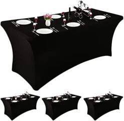 Stretch Spandex Tablecloth 2 Pack 6FT Black Fitted Tight Washable And Wrinkle Resistant Rectangular Patio Table Cover For Event, Wedding, Banquet & Parties(Black,72 L X 30 W X 30 H Inches) 29 Stretch Spandex Tablecloth 2 Pack 6FT Black Fitted Tight Washable And Wrinkle Resistant Rectangular Patio Table Cover For Event, Wedding, Banquet & Parties(Black,72 L X 30 W X 30 H Inches) -Generic Furniture Shop 419DSI7kdUL. AC