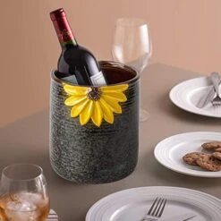 Tensil Crock, Kitchen Utensil Holder, Ceramic Utensil Holder For Countertop, Cooking Utensil Holder For Kitchen Sunflower Decor Large Kitchen Spatula Holder -Generic Furniture Shop 419QoFPf9AL