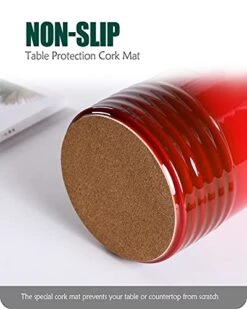 Kitchen Utensil Holder, Ceramic Utensil Crock Organizer For Countertop, H 7"x W6" Large Cooking Utensil Holder With Anti-slip Cork Bottom For Home Décor, Christmas Red -Generic Furniture Shop 41A0L98YoZL