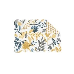 Natural Home 13" X 19" Placemat Set Of 6 Quilted Cotton Reversible Rectangular Floral Botanical Leaves Washable Table Mats Rectangular Placemat Set Of 6 Yellow