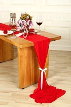 27 X 168 Inch Red Wedding Chiffon Table Runner, Extra Long 14FT Soft Semi Sheer Tablecloth Table Overlay, Rustic Wedding Bridal Shower Baby Shower Christmas Party Table Decorations -Generic Furniture Shop 41BFF5uxs6L