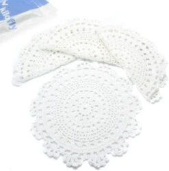 Kilofly Handmade Crochet Round Cotton Lace Table Placemats Doilies Value Pack [Set Of 4], Medallion, 9.8 X 9.6 Inch, White -Generic Furniture Shop 41BmYIYx47L. AC
