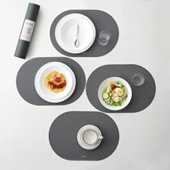 Silicone Placemats Set Of 4 For Dining Table, Leather Texture Finish, Dining Table Mat, Non-Slip, Oil Proof, Water Resistant, Heat Resistant, Stain Resistant, Easy To Clean (Combo) -Generic Furniture Shop 41BuHTBle3S. AC