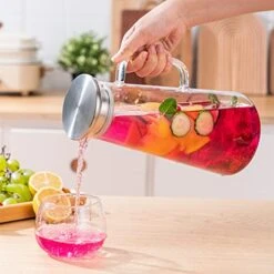 Pitcher, 68Oz Glass Pitcher With Lid, Easy Clean And Heat Resistance Borosilicate Glass Jug For Hot Or Cold Water, Milk, Ice Tea And Juice Beverage -Generic Furniture Shop 41BzfMA6sES