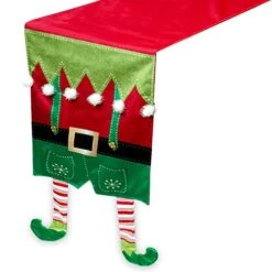 90 Inch Christmas Elf Table Runner For Indoor/Outdoor Xmas Dining Decoration, Soft Santa Elves Dinner Tablecloth Cover Décor For Themed Holiday Home Kitchen Dinner Party -Generic Furniture Shop 41CBexw3nUL
