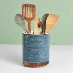 Utensil Holder, 360° Rotating Extra Large Utensil Holder, Utensil Holder For Kitchen Counter, Utensil Crock, 7.6'' Ceramic Stable Utensil Caddy, Farmhouse Kitchen Decor, Mothers Day Gifts -Generic Furniture Shop 41CV1DTNCCL