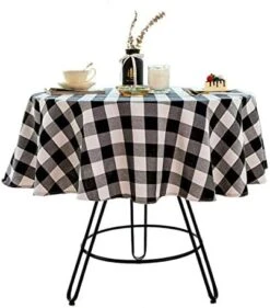 Uffalo Plaid Round Tablecloth Checkered Cotton Linen Table Cover For Kitchen Dining Room Home Decor ( Round - 48 Inch, White & Black ) 24 Uffalo Plaid Round Tablecloth Checkered Cotton Linen Table Cover For Kitchen Dining Room Home Decor ( Round - 48 Inch, White & Black ) -Generic Furniture Shop 41CVadZXOuL. AC 1