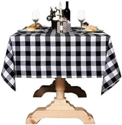 Uffalo Plaid Round Tablecloth Checkered Cotton Linen Table Cover For Kitchen Dining Room Home Decor ( Round - 48 Inch, White & Black ) 26 Uffalo Plaid Round Tablecloth Checkered Cotton Linen Table Cover For Kitchen Dining Room Home Decor ( Round - 48 Inch, White & Black ) -Generic Furniture Shop 41D9 ZvPzUL. AC