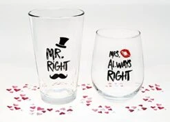 Funny Mr. Right And Mrs. Always Right Novelty Wine Glass And Beer Glass | Includes Fun, Stylish Gift Box | For Weddings, Engagement, Newlywed, Bachelorette, Anniversary, Couples Gifts -Generic Furniture Shop 41DFgNLJlML