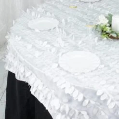 72"X72" White 3D Leaf Petal Taffeta Fabric Table Overlay -Generic Furniture Shop 41DOMzWXeaL