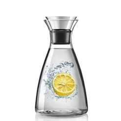 55 Oz Heat Resistant Borosilicate Water Carafe Glass Pitcher With Stainless Steel Flow Lid