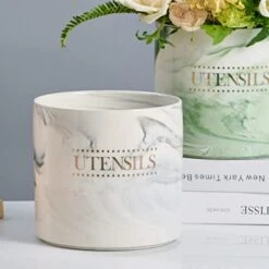 Kitchen Utensil Holder Large Utensil Holder For Countertop, Modern Ceramic Cooking Utensil Crock Heavy Spatula Holder, 6.7 Inches Gray Marble Utensils Organizer For Home Decor -Generic Furniture Shop 41E7UddYC0L