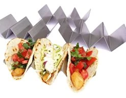 Taco Holder - Taco Holders, Stainless Steel With Free Recipe Ideas - Taco Stand Up Holder - Taco Stand - Taco Plates - Holds 3 Tacos - Dishwasher, Oven And Grill Safe (4 Pack) -Generic Furniture Shop 41ExRYFgrVL