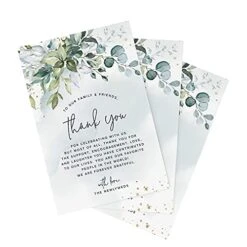 Thank You Place Setting, Greenery Watercolor, Table Place Cards For Weddings, Receptions, Rehearsals, Dinner Parties, Events And Celebrations, 4"x6" (50 Cards)