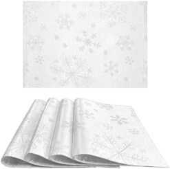 White Placemats Set Of 4, Gold Snowflake Placemats For Dining Room Kitchen Party Winter Holiday, Heavy Weight Soft Farmhouse Place Mats (13 X 19 Inch) -Generic Furniture Shop 41FhxJoiR1L. AC