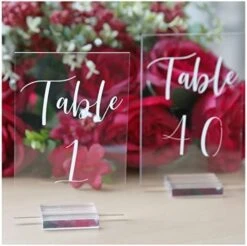 Acrylic Wedding Table Numbers 1-10 With Stands | 4x6 Inch Printed Calligraphy, Clear Table Number Signs And Holders | Perfect For Wedding Reception, Centerpiece Decoration, Event, Party -Generic Furniture Shop 41FkaH22 JL. AC