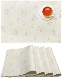 White Placemats Set Of 4, Gold Snowflake Placemats For Dining Room Kitchen Party Winter Holiday, Heavy Weight Soft Farmhouse Place Mats (13 X 19 Inch) -Generic Furniture Shop 41GD4QT5alL. AC