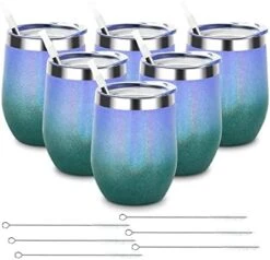 6 Pack 12Oz Stainless Steel Stemless Wine Glasses, Insulated Wine Tumblers With Lids And Straws, Set Of 6 Stainless Steel Cups For Wine, Champaign, Cocktail, Coffee, Ice Cream (Multicolor) -Generic Furniture Shop 41GXCfviZL. AC
